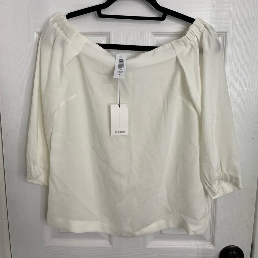 BNWT- Babaton White Off-Shoulder Blouse